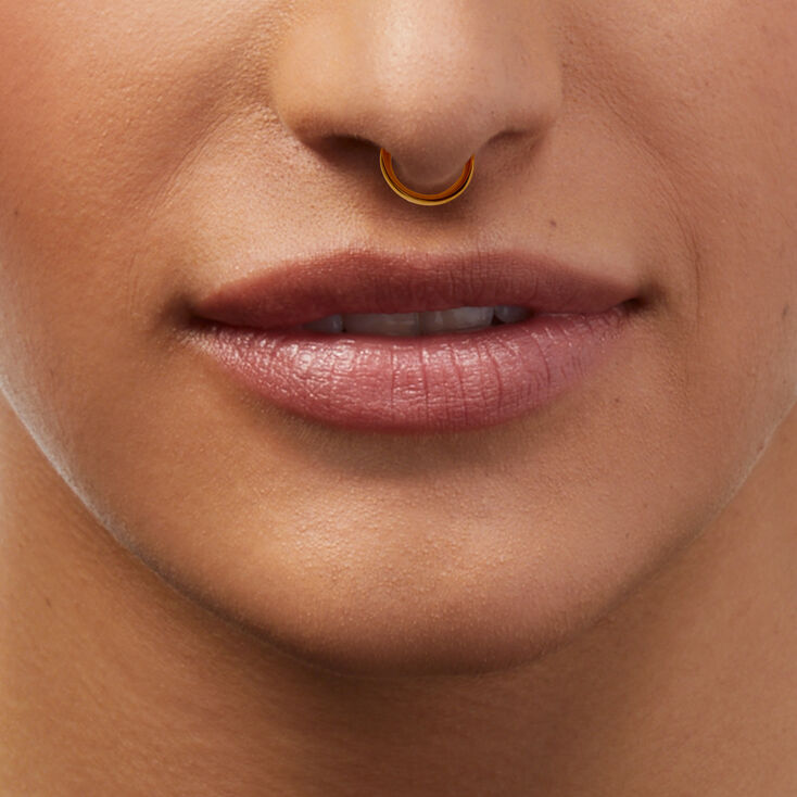 18G Gold-tone Titanium Double Row Septum Nose Ring,