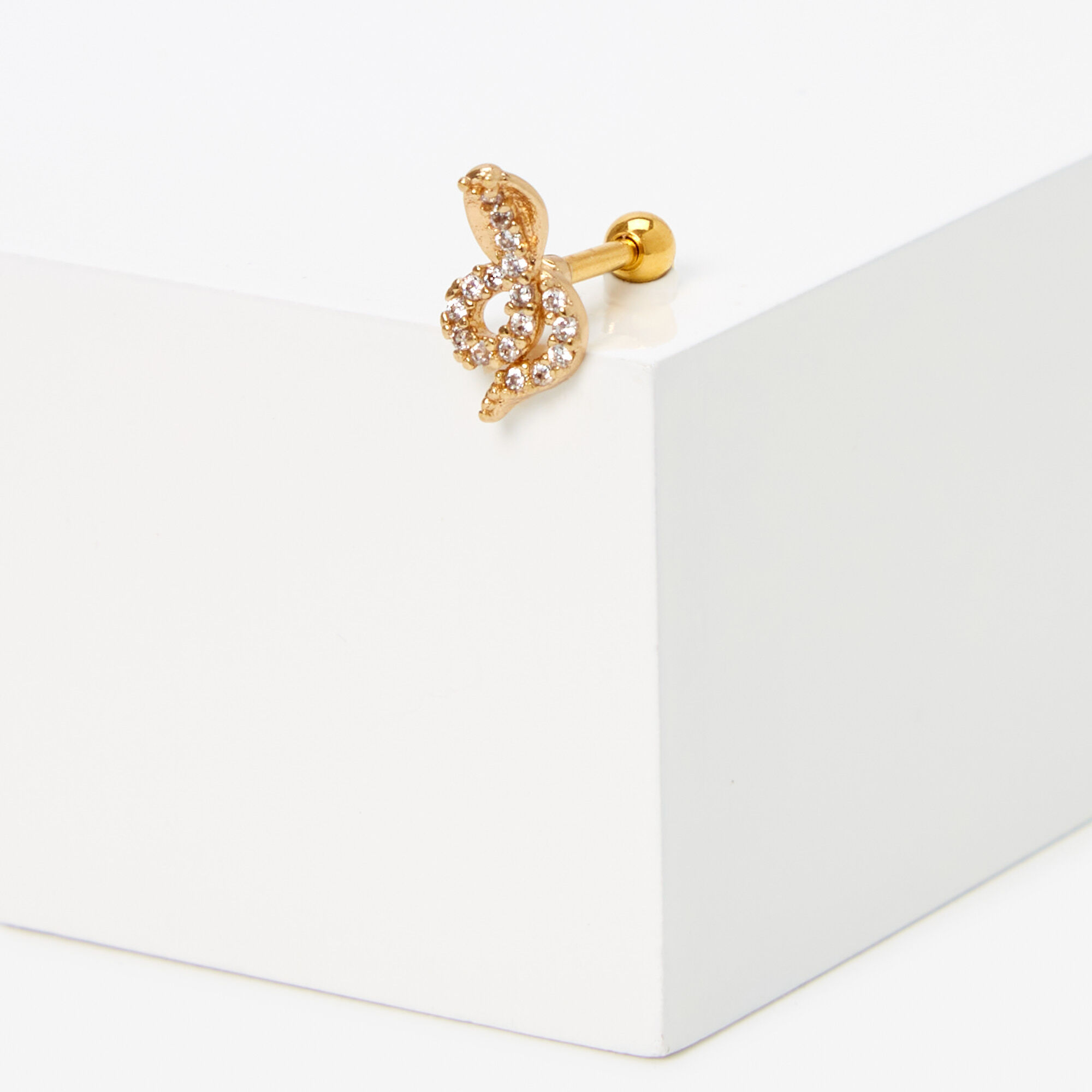 Gold Crystal Snake Tragus Stud Earring Claire s