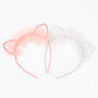 Claire&#39;s Club Pink &amp; Silver Laced Cat Ears Headband -2 Pack,