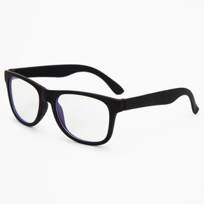 Claire&#39;s Club Solar Blue Light Reducing Retro Clear Lens Black Frames,