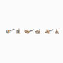 Gold-tone Cubic Zirconia 3mm Mixed Stud Earrings - 3 Pack,