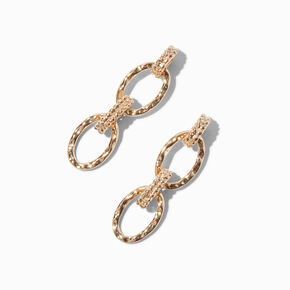 Gold-tone Textured Chain Link Drop Earrings,