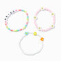 Zodiac Daisy Happy Face Beaded Stretch Bracelets - 3 Pack, Aries,
