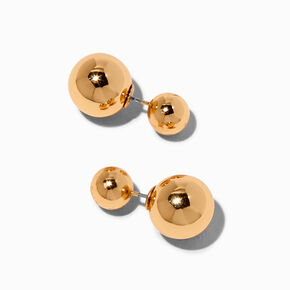 Boucles d&#39;oreilles devant-derri&egrave;re boule couleur dor&eacute;e,