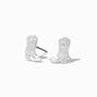 Silver Cowboy Boot Stud Earrings,
