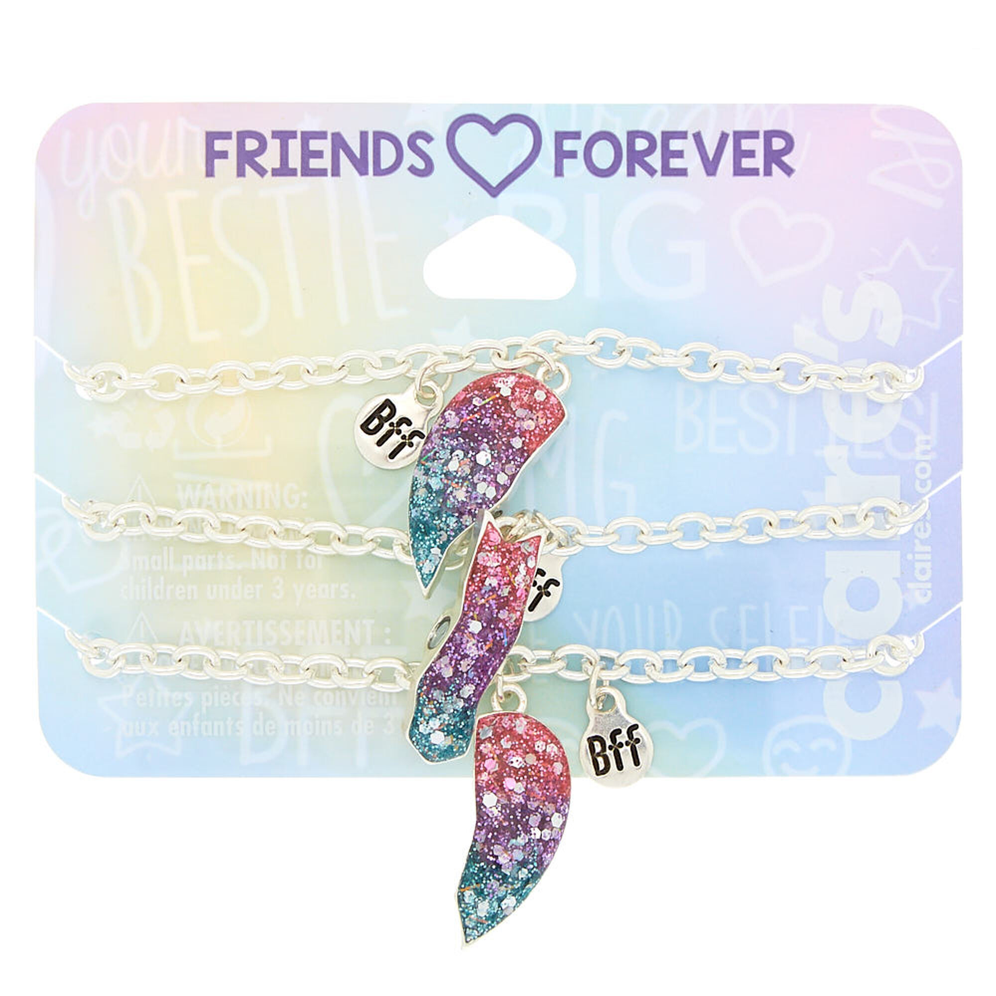 Cosmic Glitter Heart Friendship Bracelets 3 Pack Claire S Us