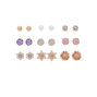 Rose Gold Crystal Stud Earrings - 9 Pack,