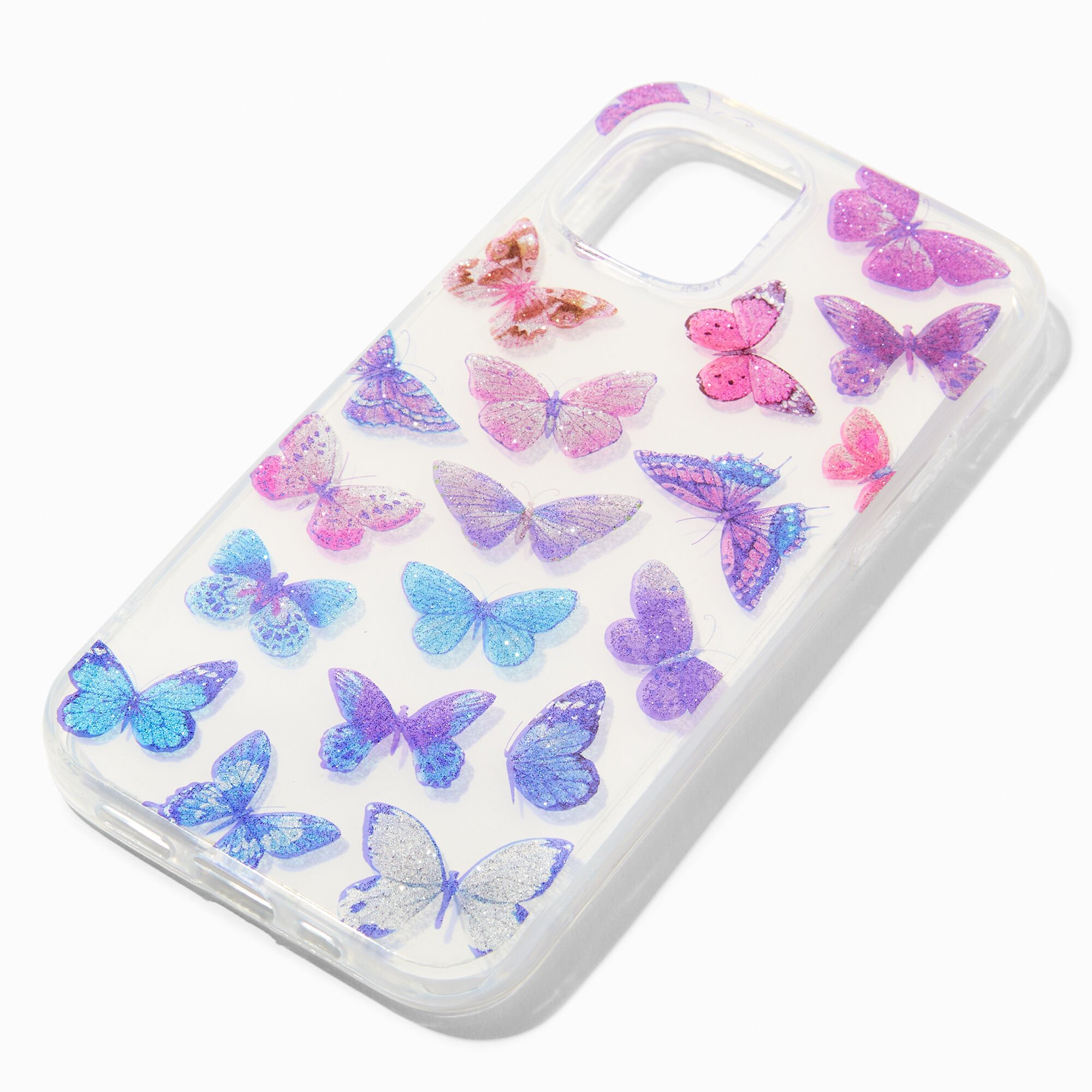 View Claires Glittery Butterflies Phone Case Fits Iphone 12 Pro Rainbow information