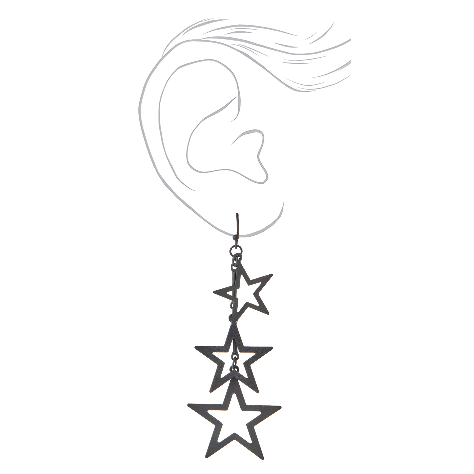 Black star drop earrings store