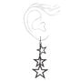 Black 3&quot; Triple Star Drop Earrings,