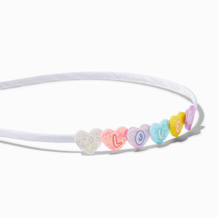 Claire&#39;s Club &#39;&#39;Love&#39;&#39; Glitter Heart Headband ,
