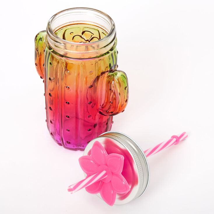 Flower Cactus Ombre Mason Jar Cup Pink Claire S Us Flower Cactus Ombre Mason Jar Cup Pink Claire S Us