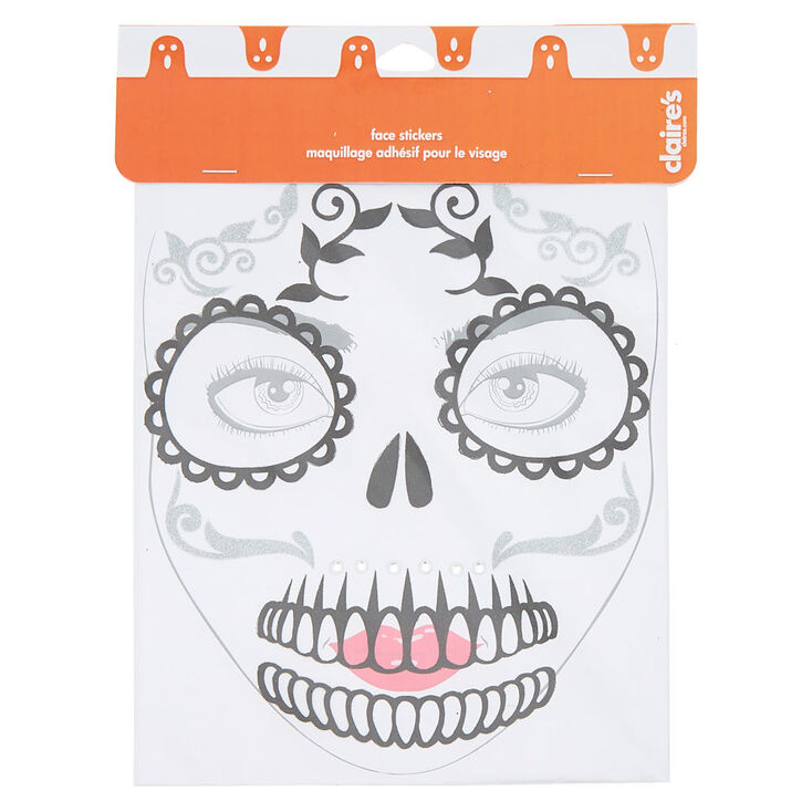 Skeleton Glitter Face Stickers - Black,