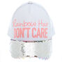 Rainbow Hair Don&#39;t Care Reversible Sequin Baseball Cap,