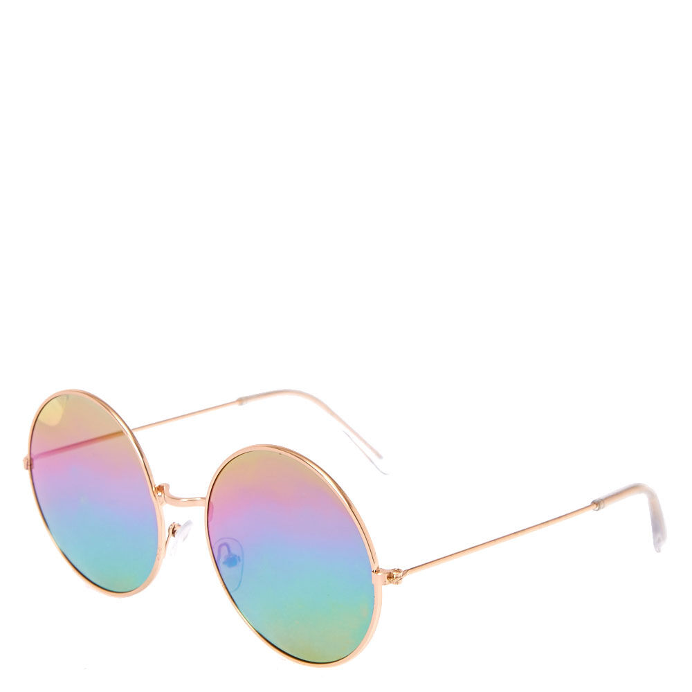 Round Rose Gold Toned Rainbow Sunglasses Claire s US