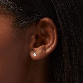 Claire&#39;s Exclusive 14kt White Gold 0.25 ct tw Laboratory Grown Diamond Studs Ear Piercing Kit with Ear Care Solution,
