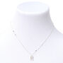 Silver Half Stone Initial Pendant Necklace - R,