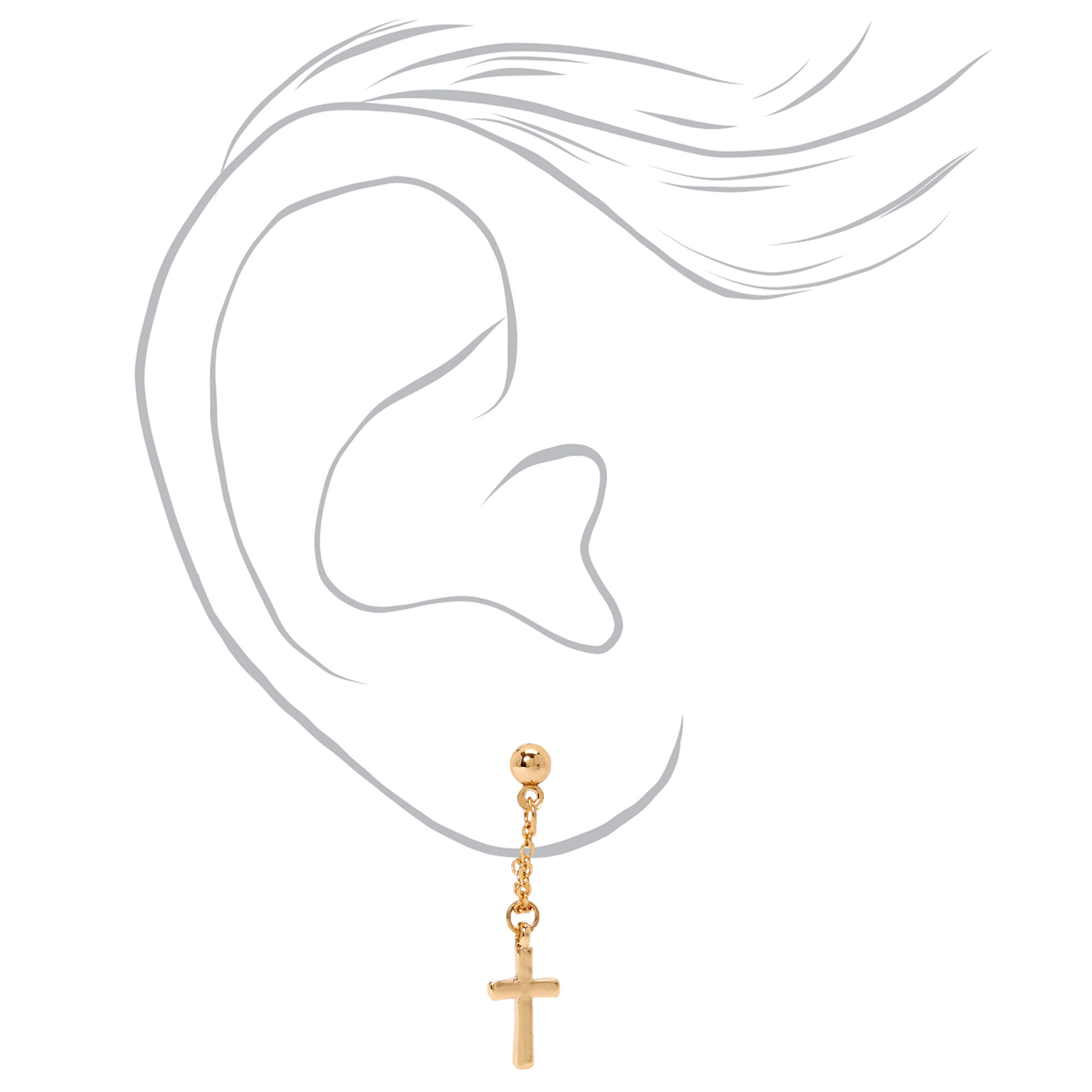 Gold Cross Celestial Mixed Earrings - 6 Pack,