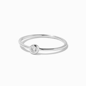 Laboratory Grown Diamond Bezel Round Sterling Silver Ring 0.05 ct. tw.,