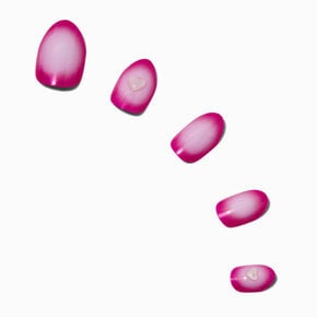 Pink Radiating Heart Stiletto Press On Vegan Faux Nail Set - 24 Pack,