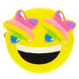Porte-monnaie en silicone jaune &eacute;moji avec yeux en &eacute;toile arc-en-ciel,