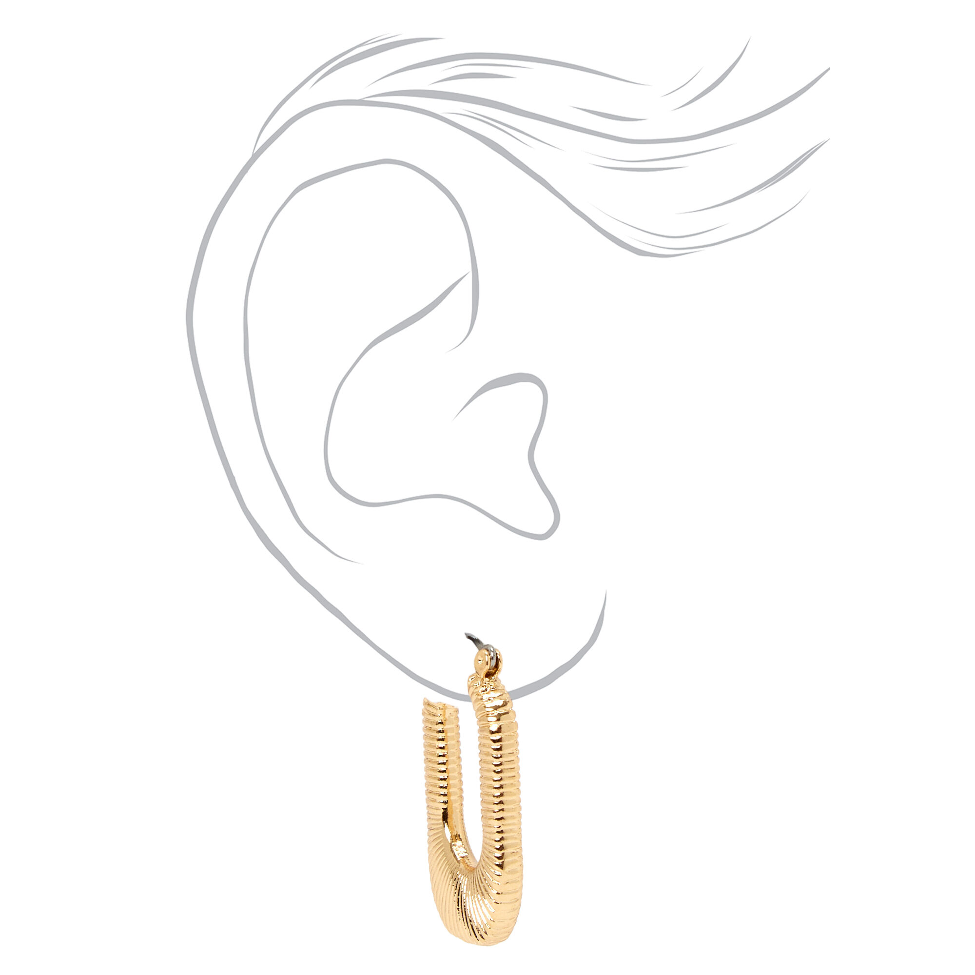 Gold 30MM Textured Oval Hoop Earrings,