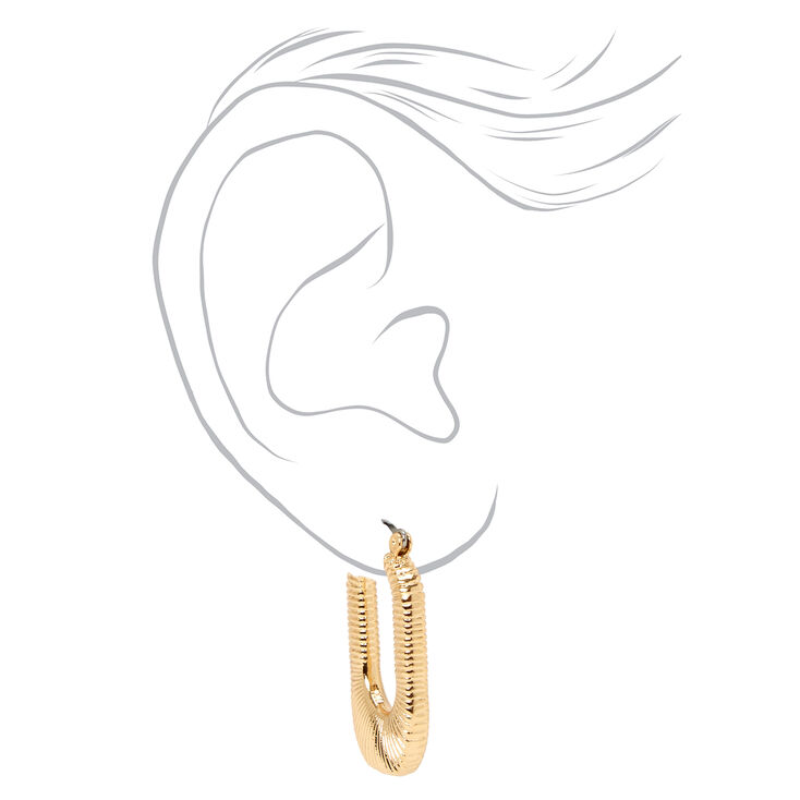 Gold 30MM Textured Oval Hoop Earrings,