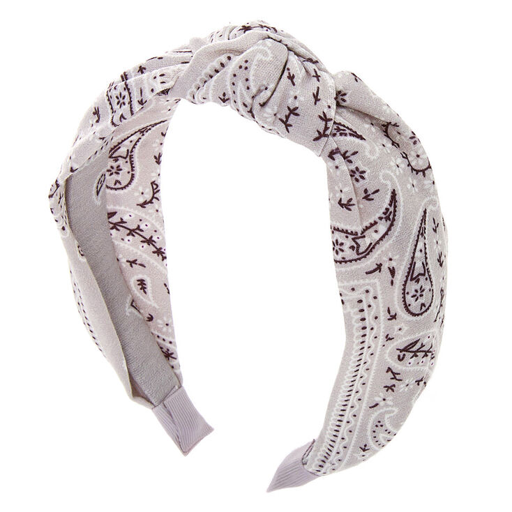 Bandana Knotted Headband - Light Grey,