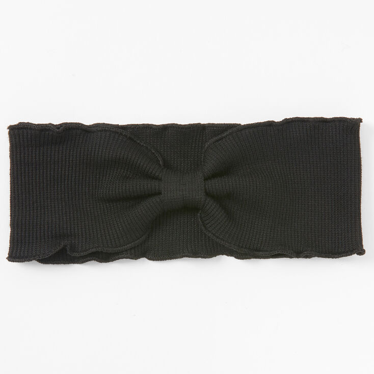 Ribbed Knotted Ruffle Headwrap - Black | Claire's US