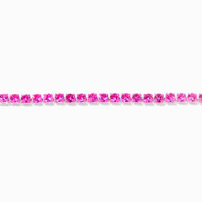 Pink Crystal Silver Tennis Bracelet,