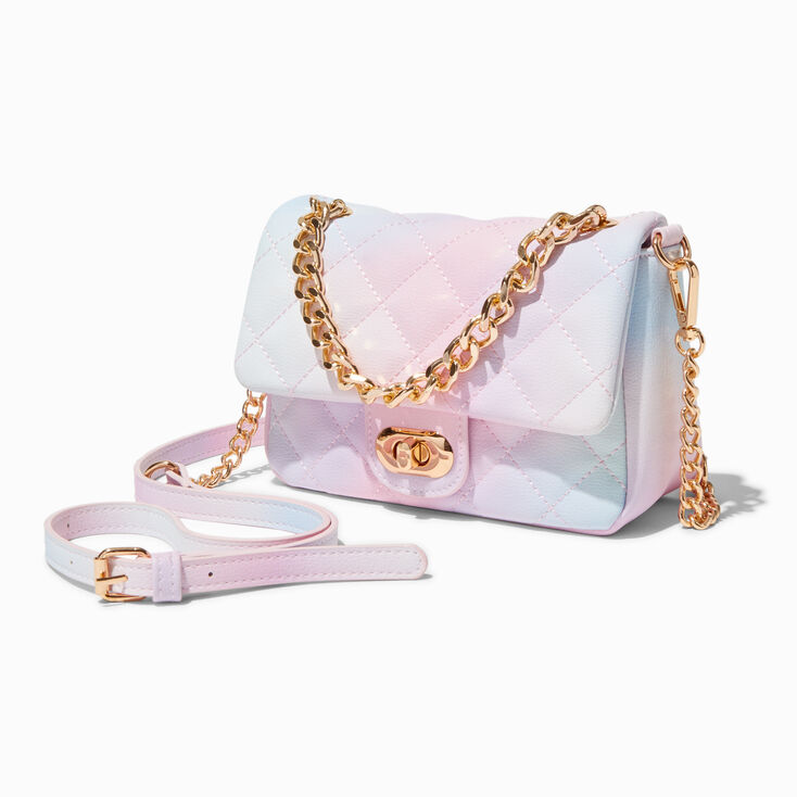 Quilted Pastel Ombr&eacute; Dual Strap Crossbody Bag,