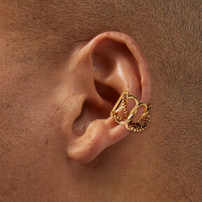 Manchette d&#39;oreille double cha&icirc;ne couleur dor&eacute;e,