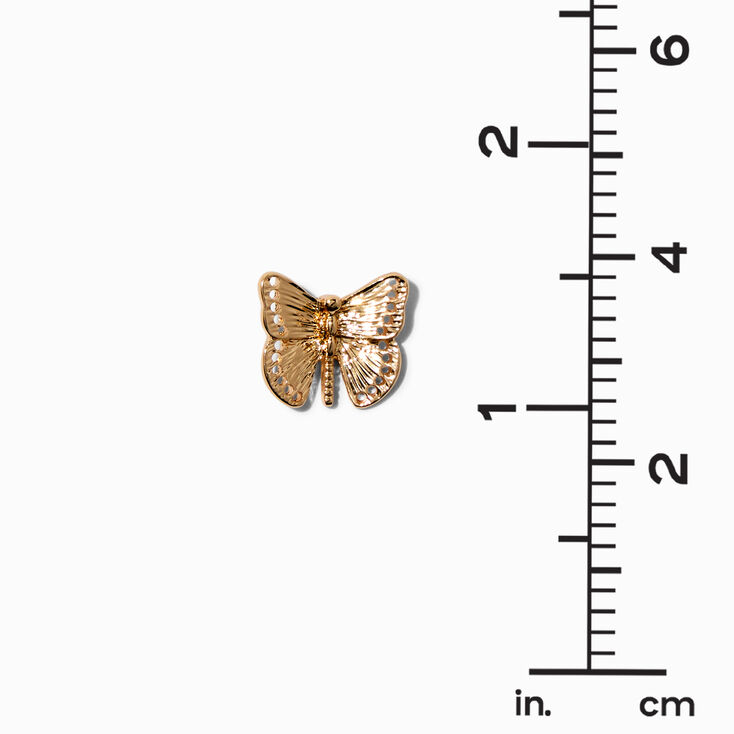 Gold-tone Filigree Butterfly Stud Earrings,