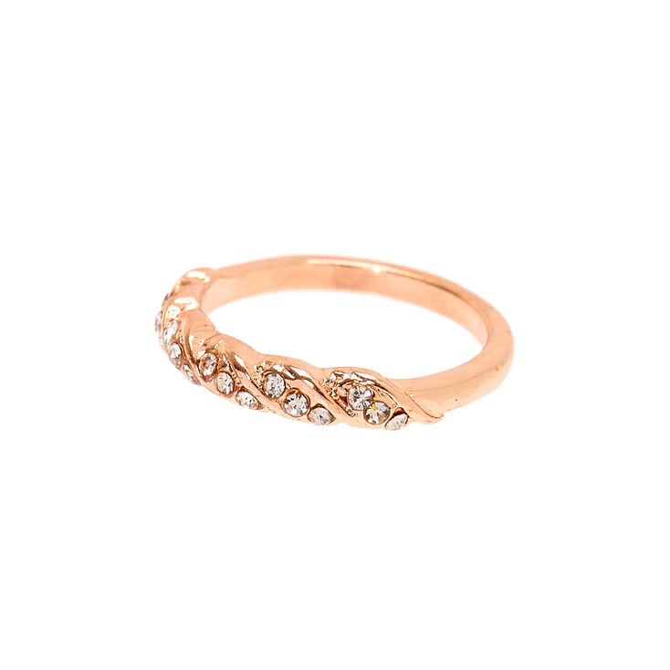 Rose Gold Embellished Twist Ring,