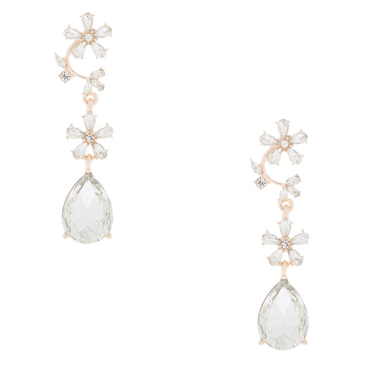 Claire's Pendantes à motif vigne en strass 5 cm couleur doré rose