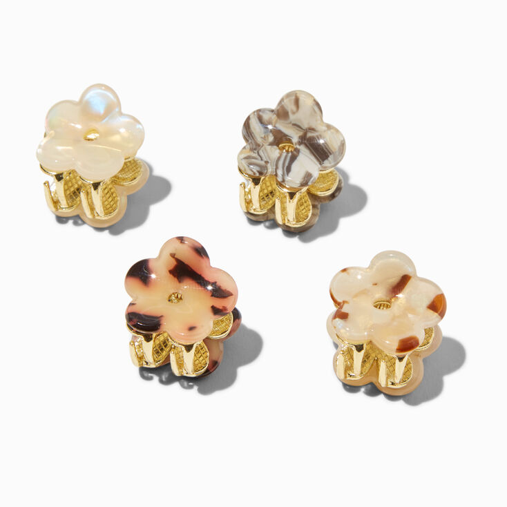 Tortoiseshell Flower Mini Hair Claws - 4 Pack,