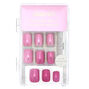 Metallic Square Faux Nail Set - Pink, 24 Pack,