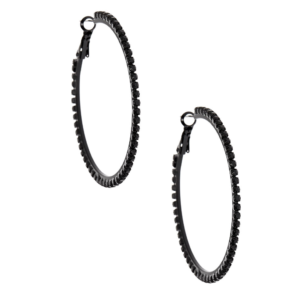 Black sparkly hoop on sale earrings