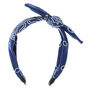 Bandana Knotted Bow Headband - Navy,