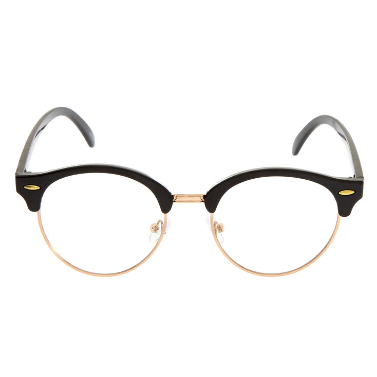 Rose Gold Browline Clear Lens Frames - Black,