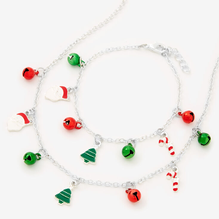 Silver Christmas Candy Cane Jewelry Set - 2 Pack,