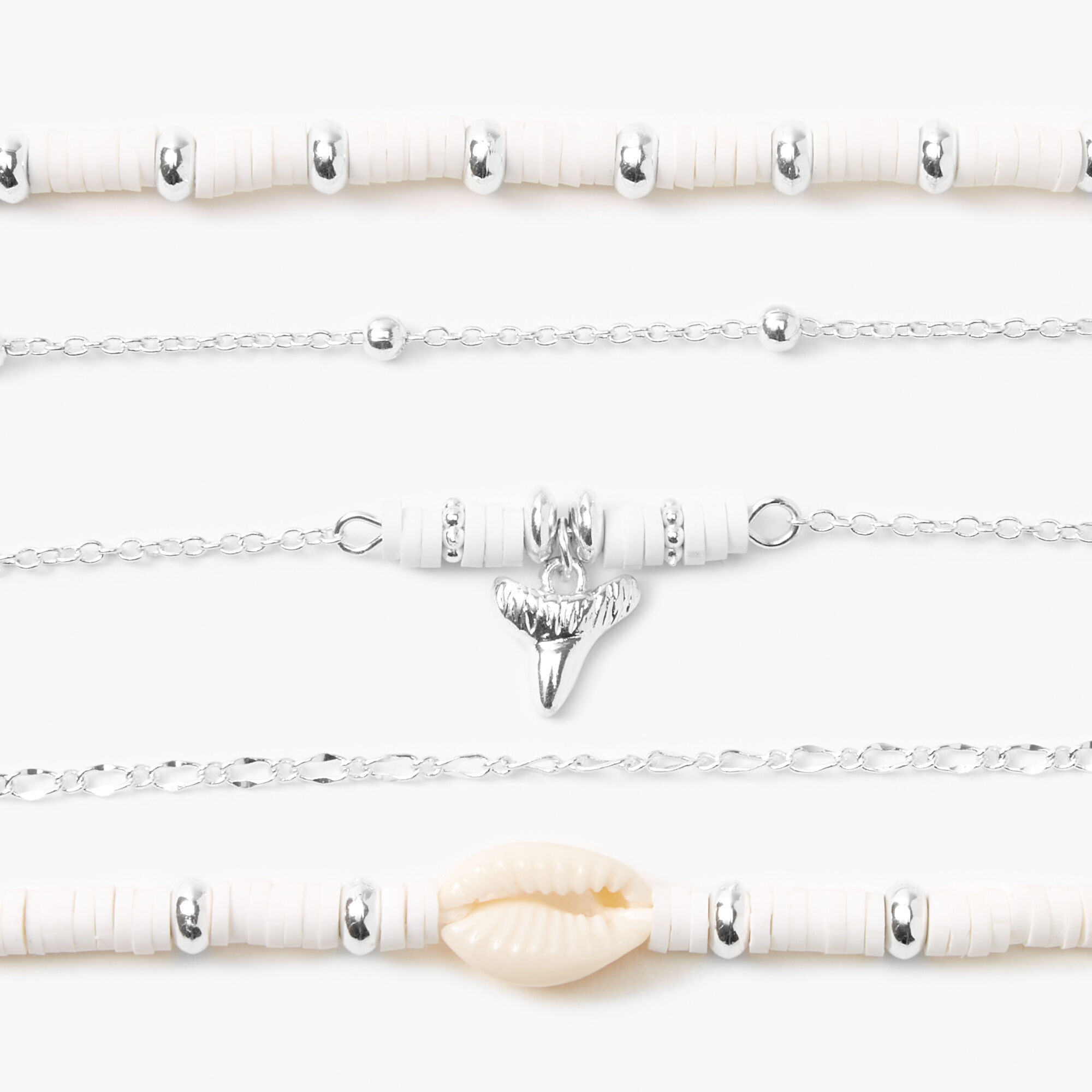 Shell & Shark's Tooth Bracelet Set - 5 Pack,