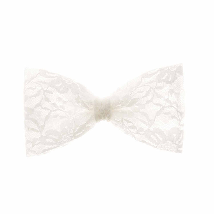 Lace Hair Bow Clip - Ivory,