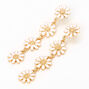 White Daisy Flower Linear 2&quot; Drop Earrings,