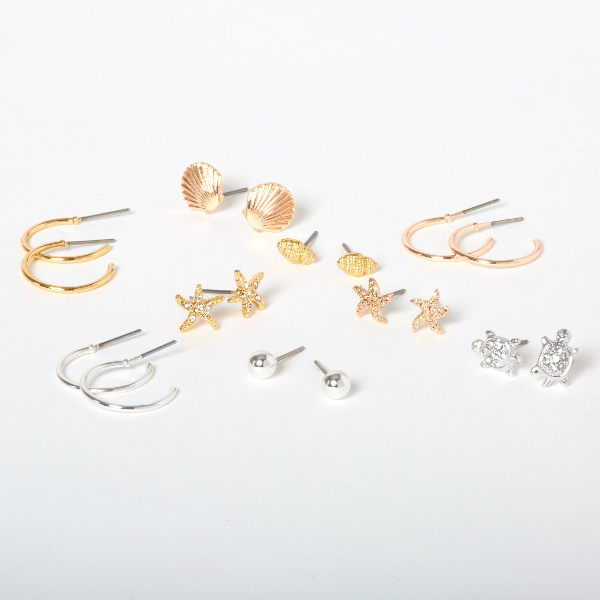 Mixed Metal Under the Sea Mixed Earrings - 9 Pack,