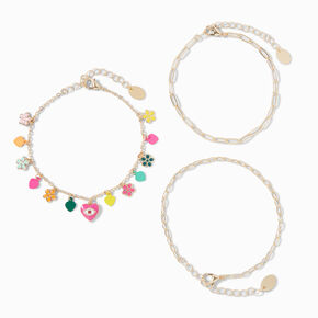 Claire&#39;s Club Evil Eye Gold Charm Anklets - 3 Pack,