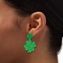 Double Shamrock Glitter Drop Earrings,