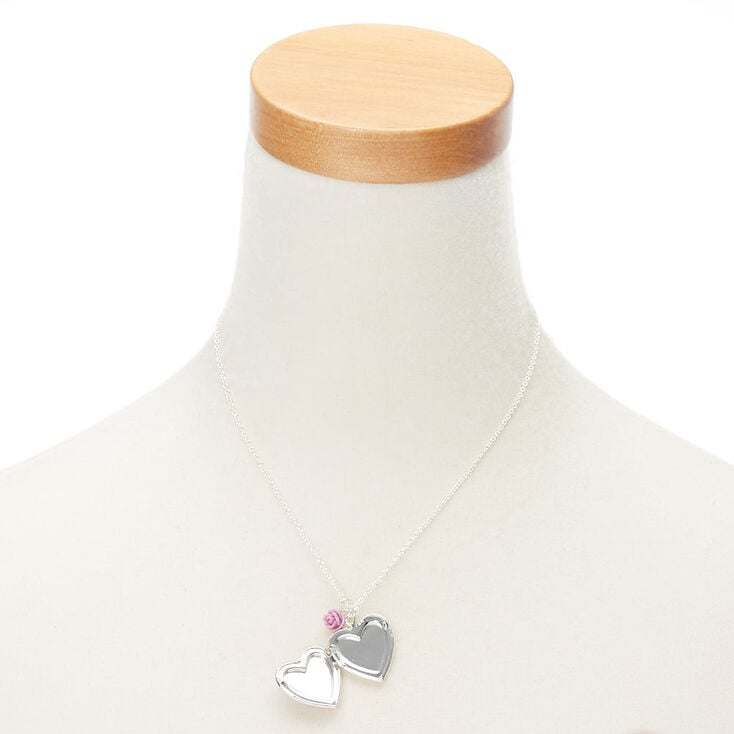 Holographic Heart Locket Pendant Necklace - Purple,