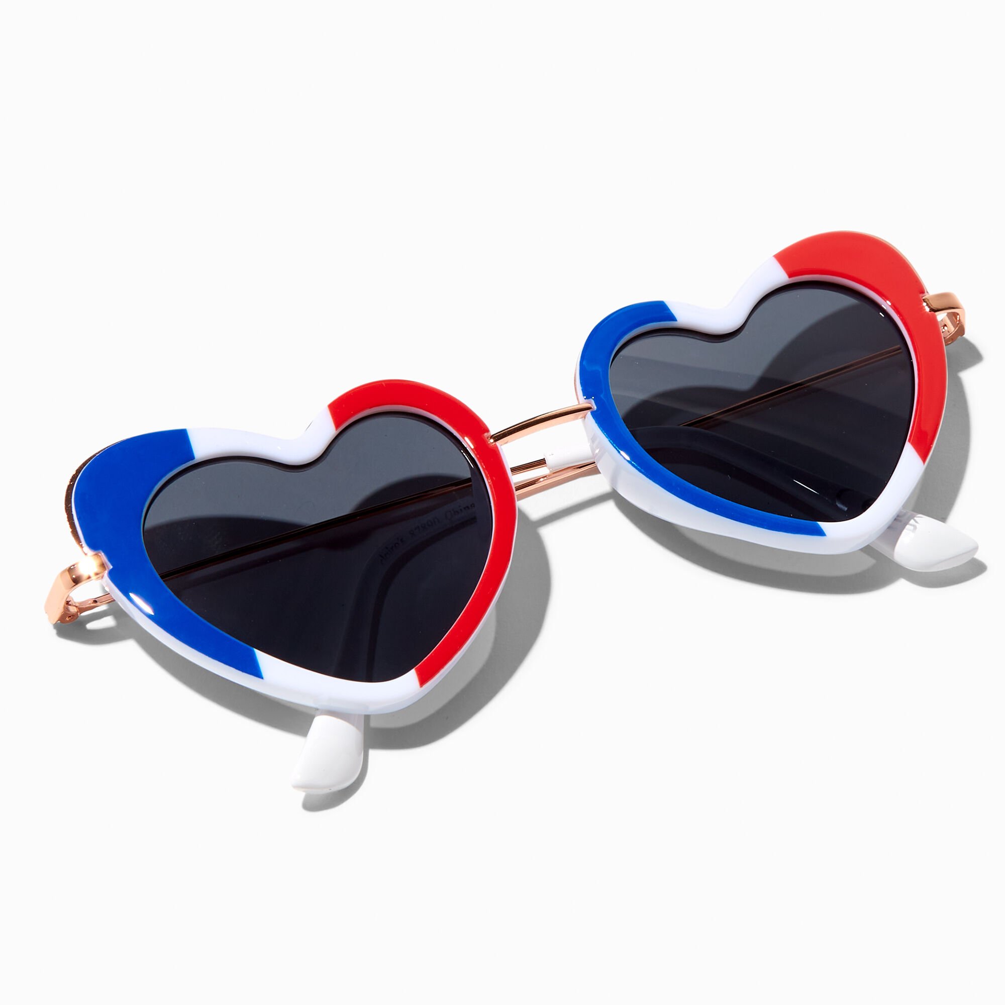 Blue, White, & Red Heart Shaped Sunglasses,