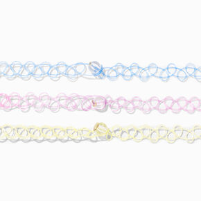 Claire&#39;s Club Kidcore Rainbow Tattoo Choker Necklaces - 3 Pack,